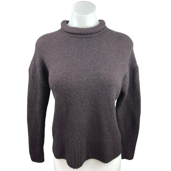 Madewell Dark Purple Wool Blend Mock Neck Knit Cozy Pullover Sweater Top Size S - Picture 1 of 4